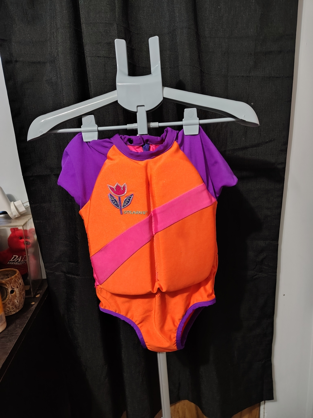 Bright Orange and Purple Kids Safety Swimsuit with Pink Accent